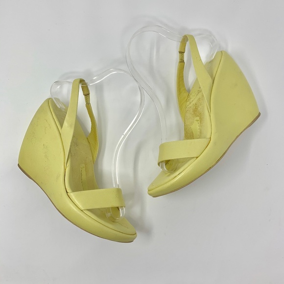 Prada Yellow Leather Platform Wedge Sandals - Picture 1 of 8